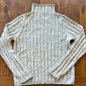 Madewell Speckled Ribbed Mock Neck Sweater Small | Cream Cozy Knit